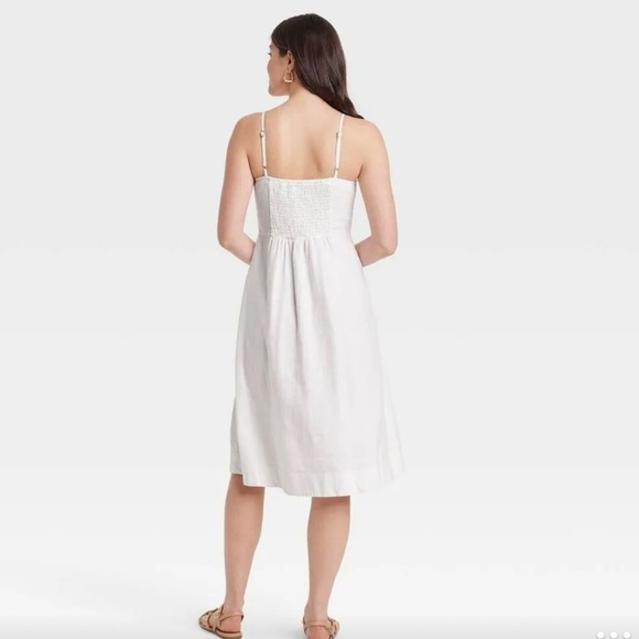 Women's Corset Linen Midi A-Line Dress - Universal Thread White XS:
Backless - Picture 7 of 8